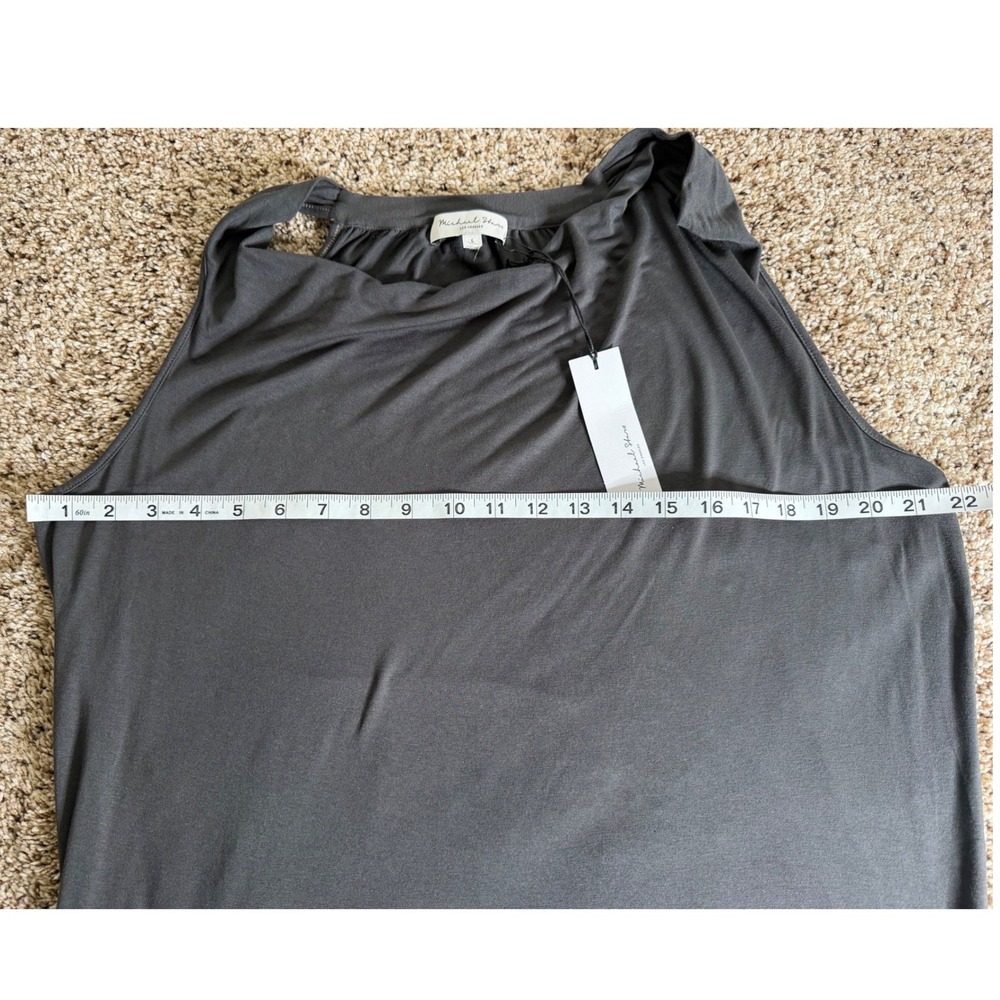 NEW Michael Stars Draped Cowl Neck Sleeveless Top Charcoal Gray Viscose Blend L - Picture 6 of 9